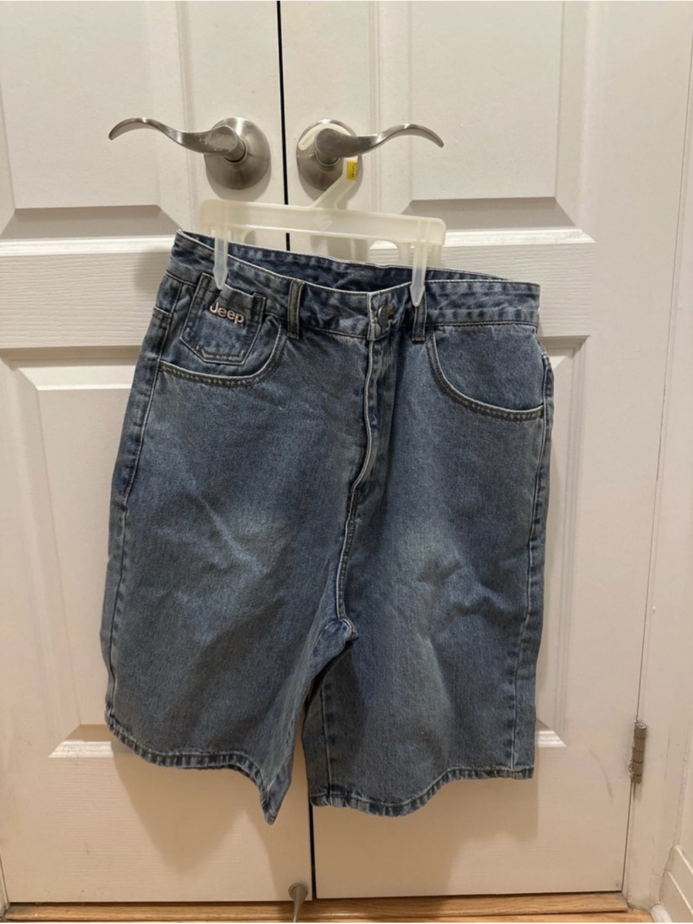 Jeep Light Blue Denim Shorts with Embroidered Logo